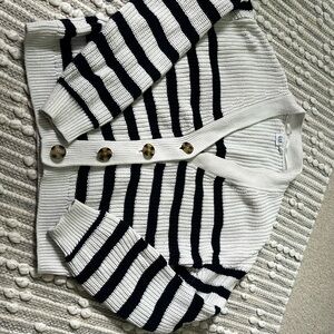 Striped cotton chunky button sweater- sz M